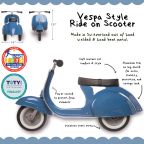 Vespa-Style Ride-on Scooter - Blue